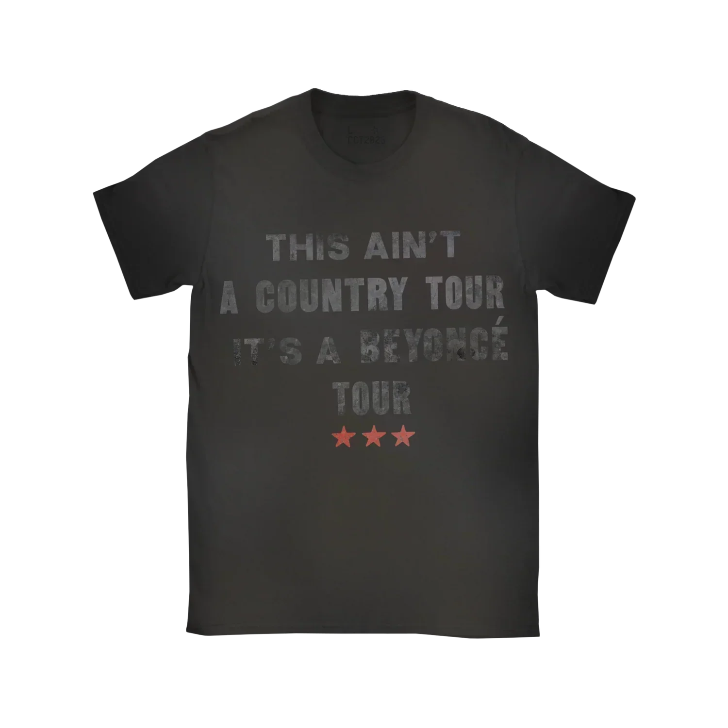 Beyoncé Amen Tour black tee front with distressed tour text and red star graphic