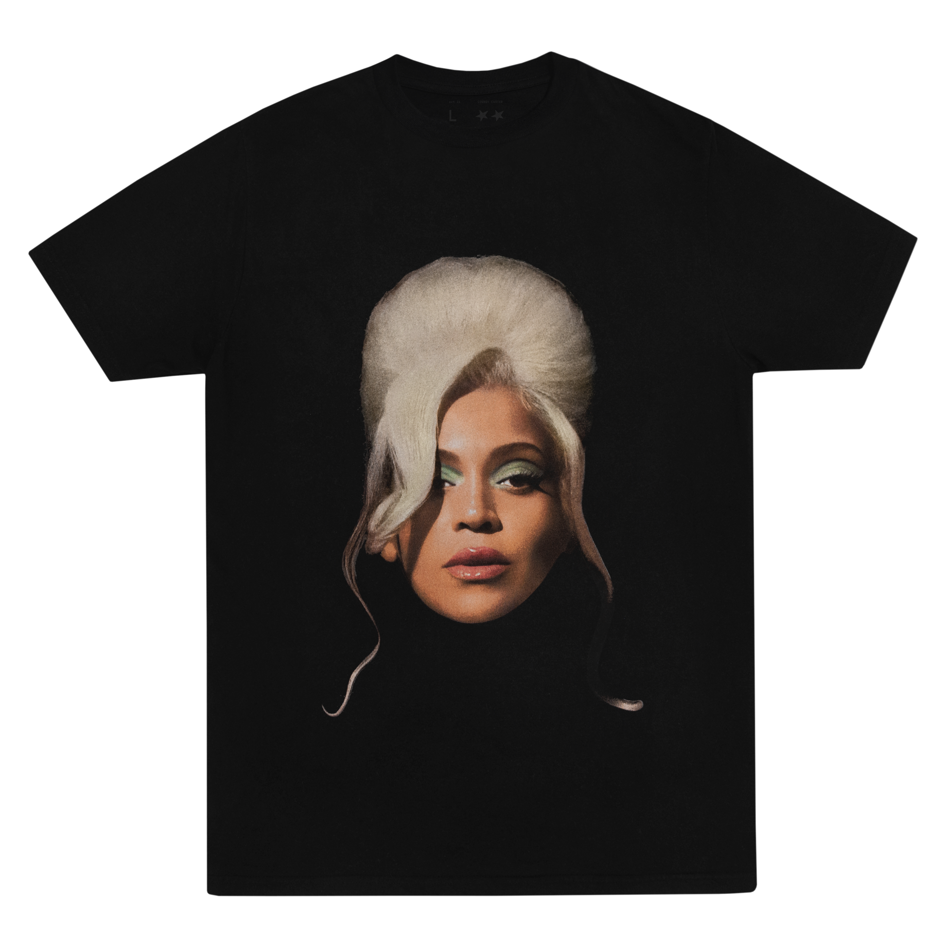 Beyoncé Been Country black short sleeve tee front with portrait graphic and bold Cowboy Carter style