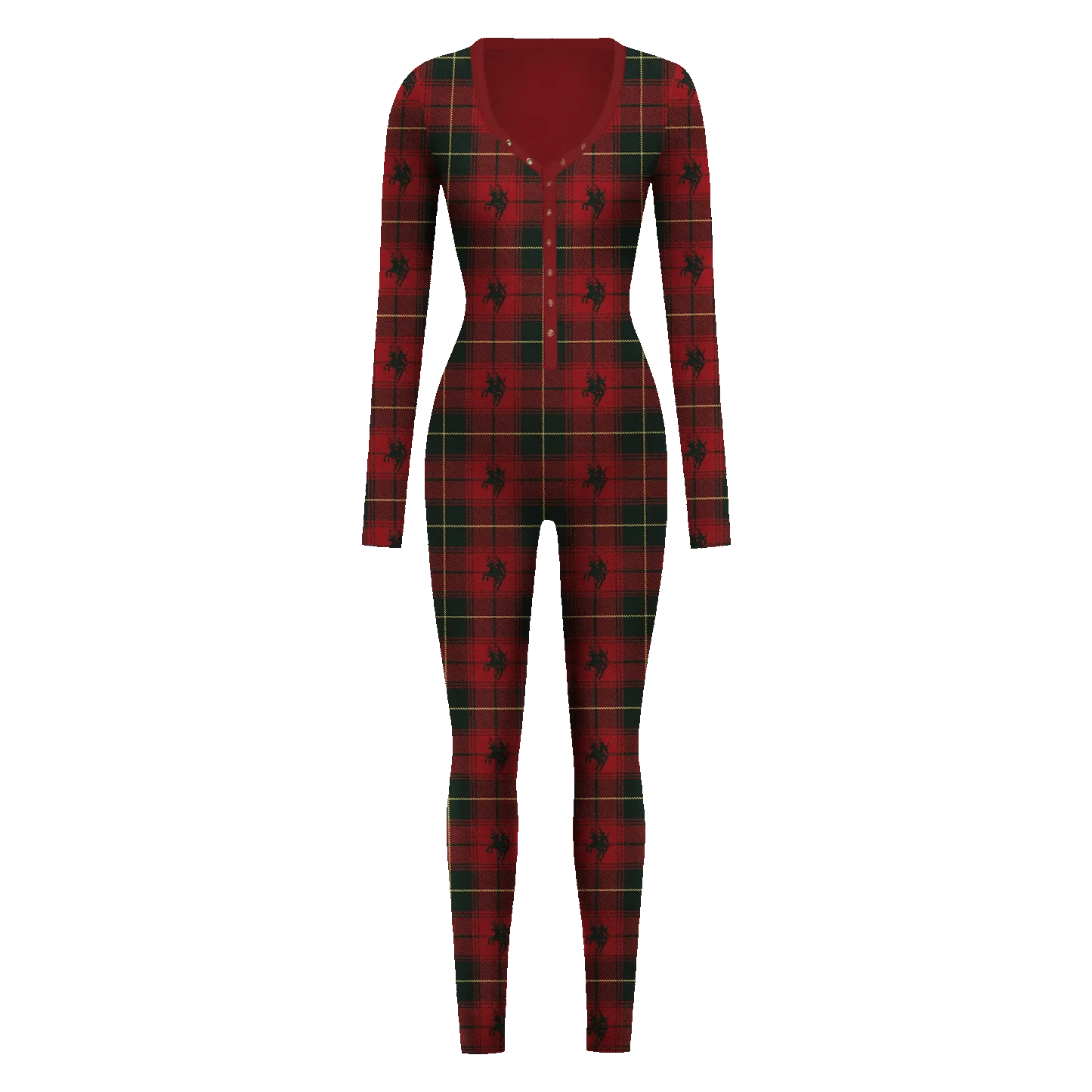 Been Cozy red and green plaid onesie with button front, Beyoncé merch front view