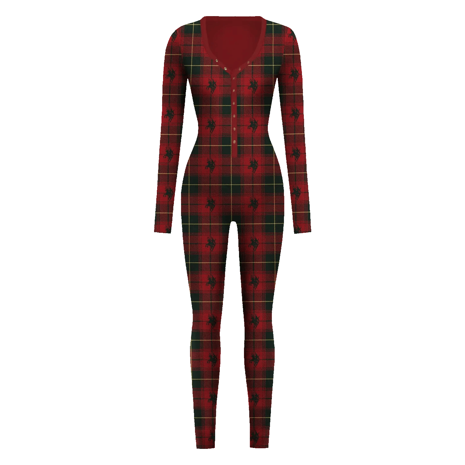 Been Cozy red and green plaid onesie with button front, Beyoncé merch front view