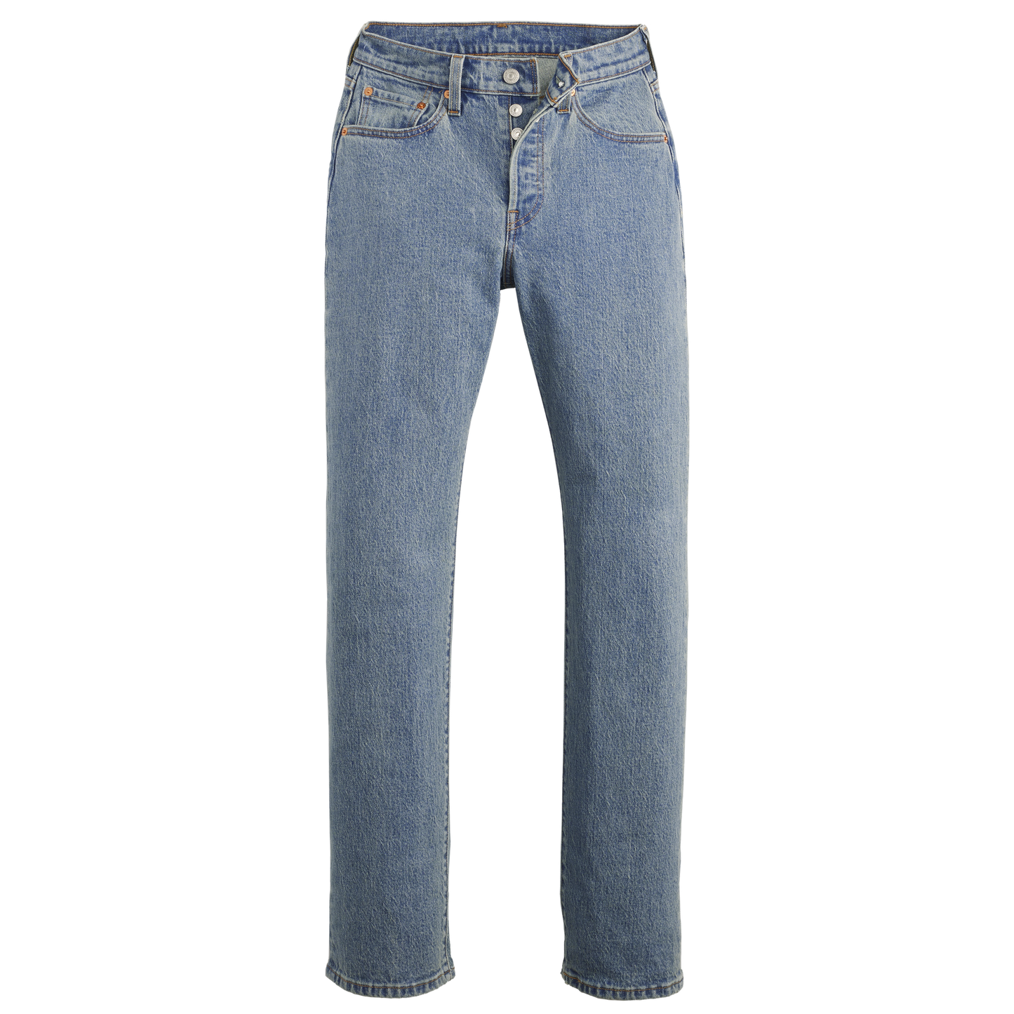 Beyoncé x Levi’s 501 Curve Authentic Finish jeans front view in light wash denim with button fly