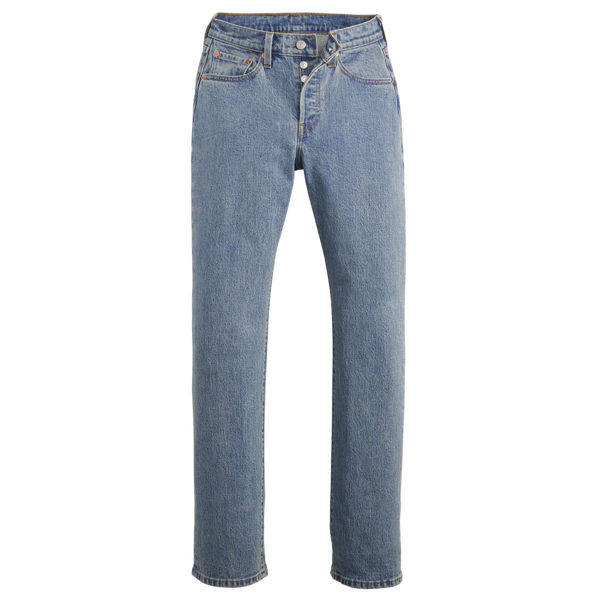 Beyoncé x Levi’s 501 Curve Authentic Finish jeans front view in light wash denim with button fly