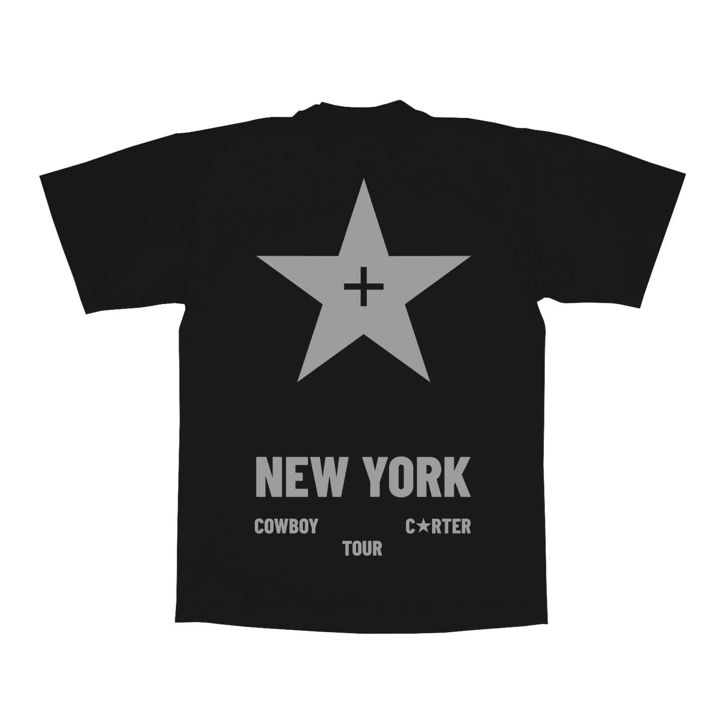 NY Web Exclusive black tee with New York tour star graphic, Beyoncé merch back view