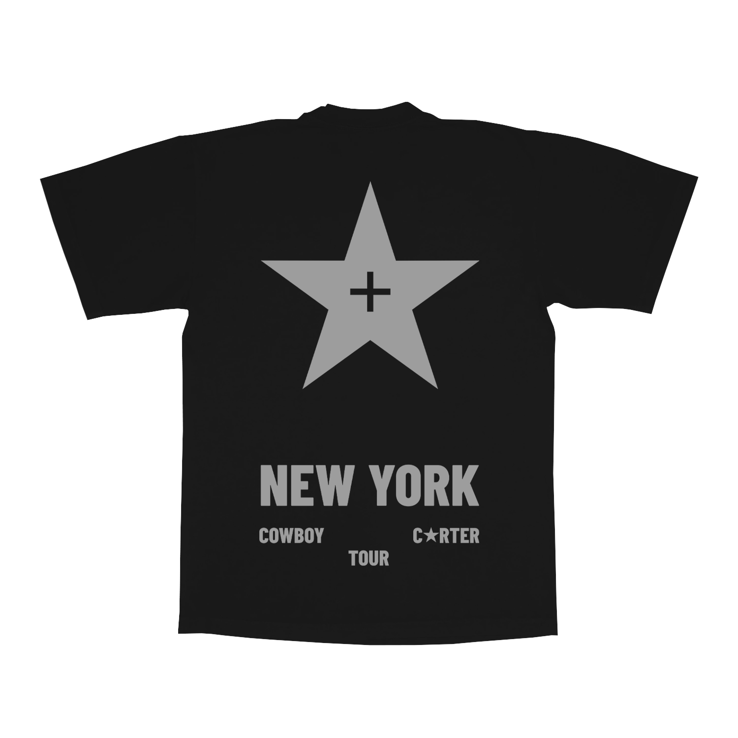 NY Web Exclusive black tee with New York tour star graphic, Beyoncé merch back view