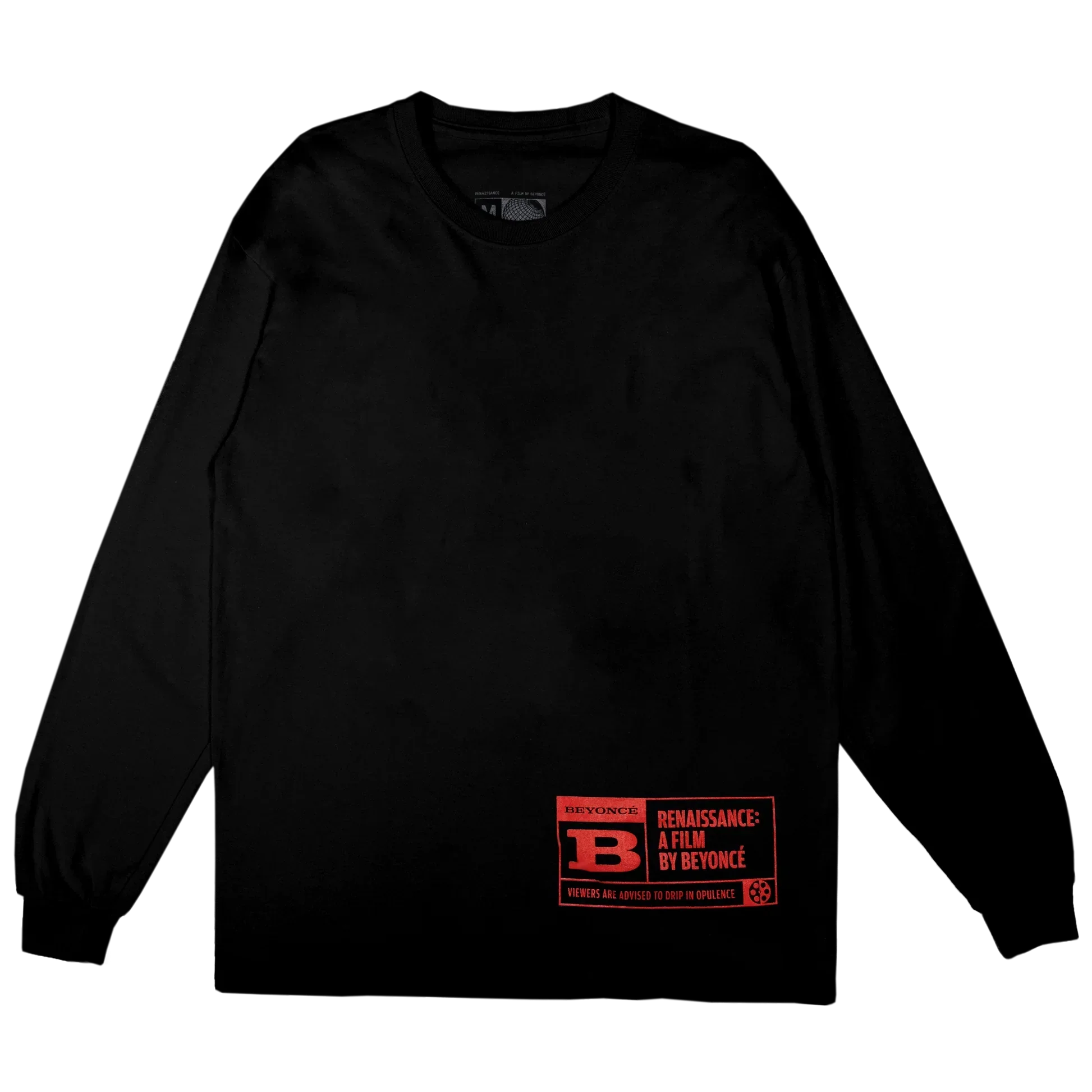 Black Rated B long sleeve tee with Renaissance A Film By Beyoncé logo, Beyoncé merch back view