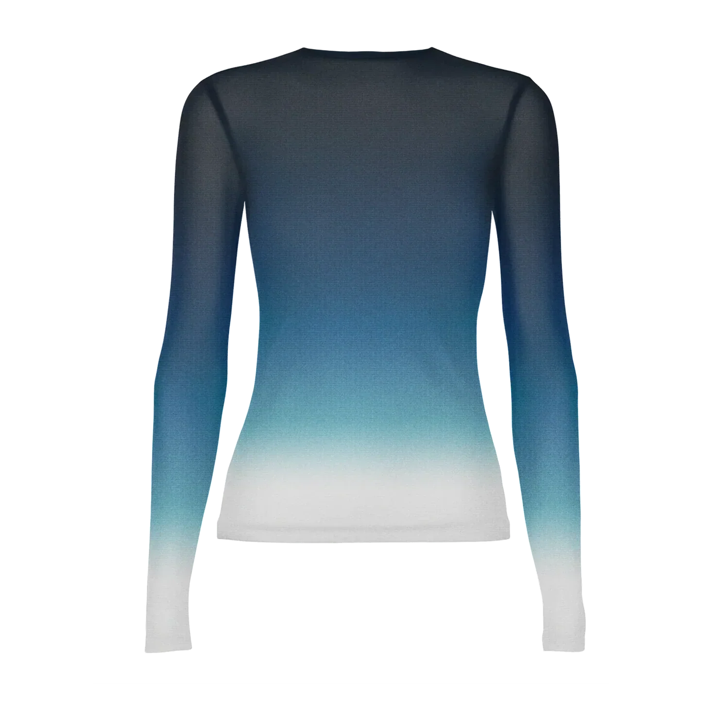 Beyoncé Silver Sleigh mesh long sleeve back with blue gradient design and plain ombre finish