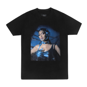 Beyoncé ROBO B short sleeve tee front in black cotton featuring futuristic graphic artwork and bold Cowboy Carter inspired streetwear style