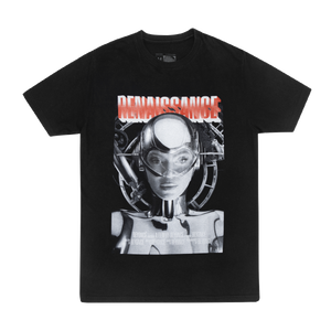 Beyoncé Silver Screen short sleeve tee front in black featuring cinematic inspired graphic artwork with bold Cowboy Carter visual aesthetic
