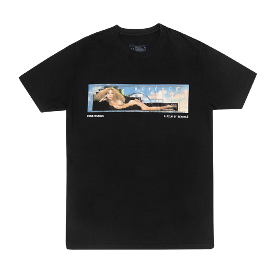 Beyoncé Unique long sleeve tee front in black featuring Renaissance film inspired cinematic artwork with vintage glamour and film by Beyoncé design