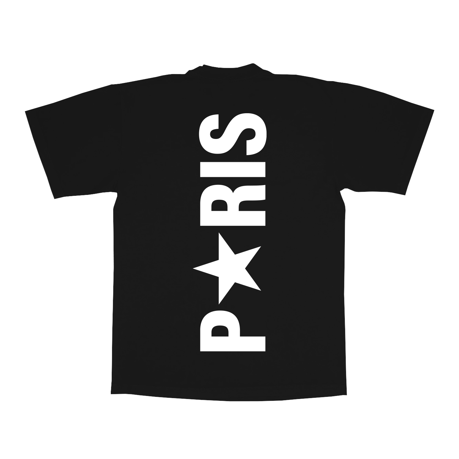PAR web exclusive black tee back with bold PARIS vertical text graphic inspired by Beyoncé Cowboy Carter Tour 2025 merch collection