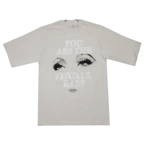 White Beyoncé short sleeve tee featuring minimalist Renaissance approval text graphic on front with clean monochrome design